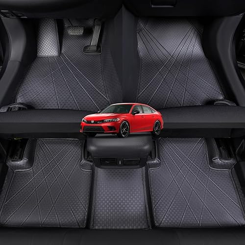 EKR Juego completo de alfombrillas de automóvil de ajuste personalizado para Honda Civic Sedan 2016, 2017, 2018, 2019, 2020 y 2021, cuero sintético EKR Juego completo de alfombrillas de automóvil de ajuste personalizado para Honda Civic Sedan 2016, 2017, 2018, 2019, 2020 y 2021, cuero sintético
