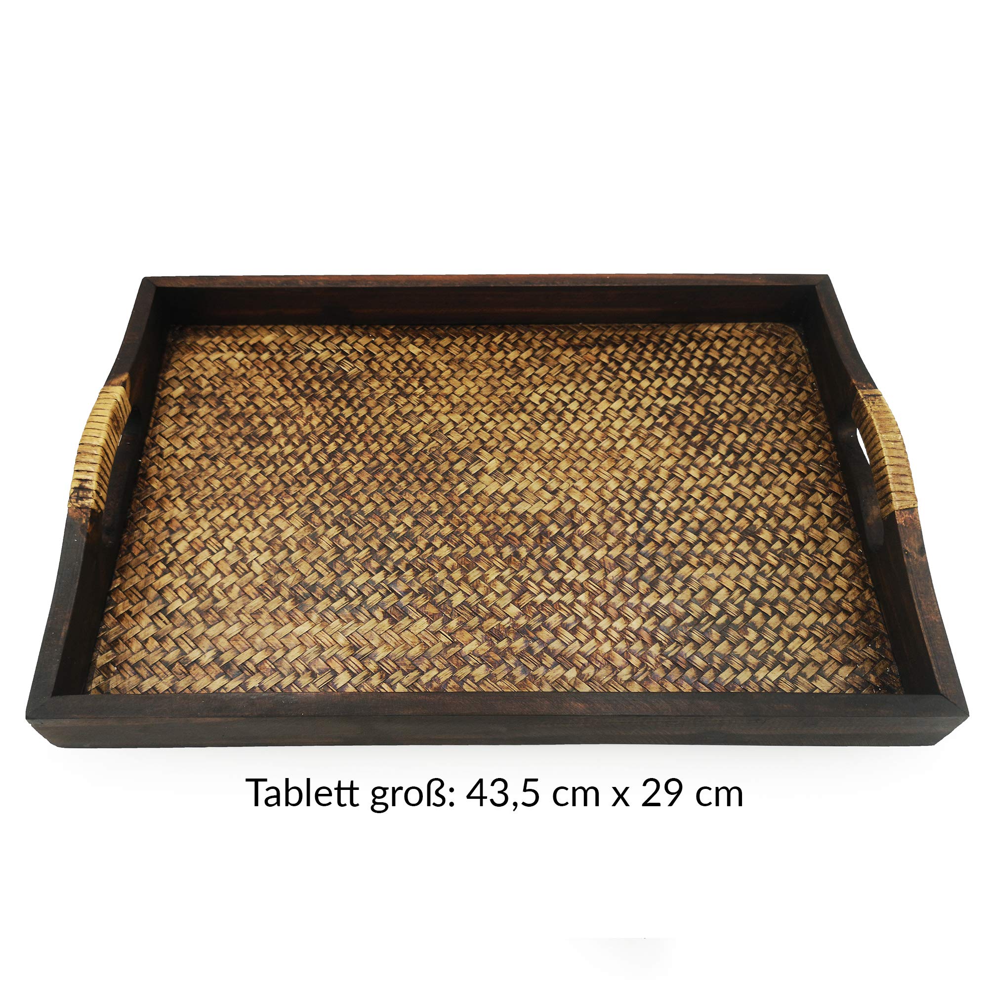 KITAMA Thai Rattan - Set di 3 vassoi in legno di bambù