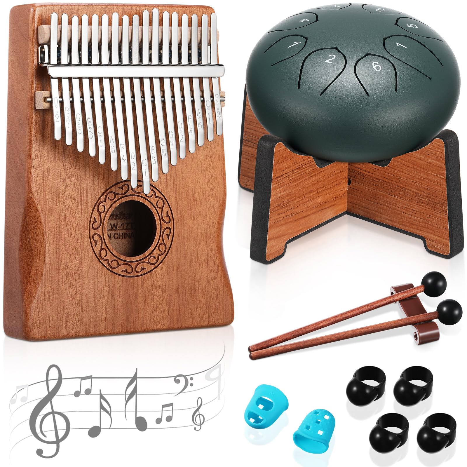 Rain Drum for Outside Garden Kalimba Thumb Piano Musical Instruments Set 8 Notes 6 Inches Steel Tongue Drum