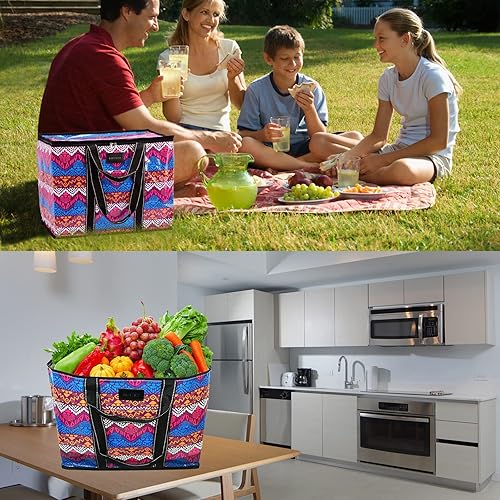 Miniatura 3 de DEMOMENT Bolsa de asas de compras duradera reutilizable con bolsillos para cocina, supermercado, camping, playa, almacenamiento