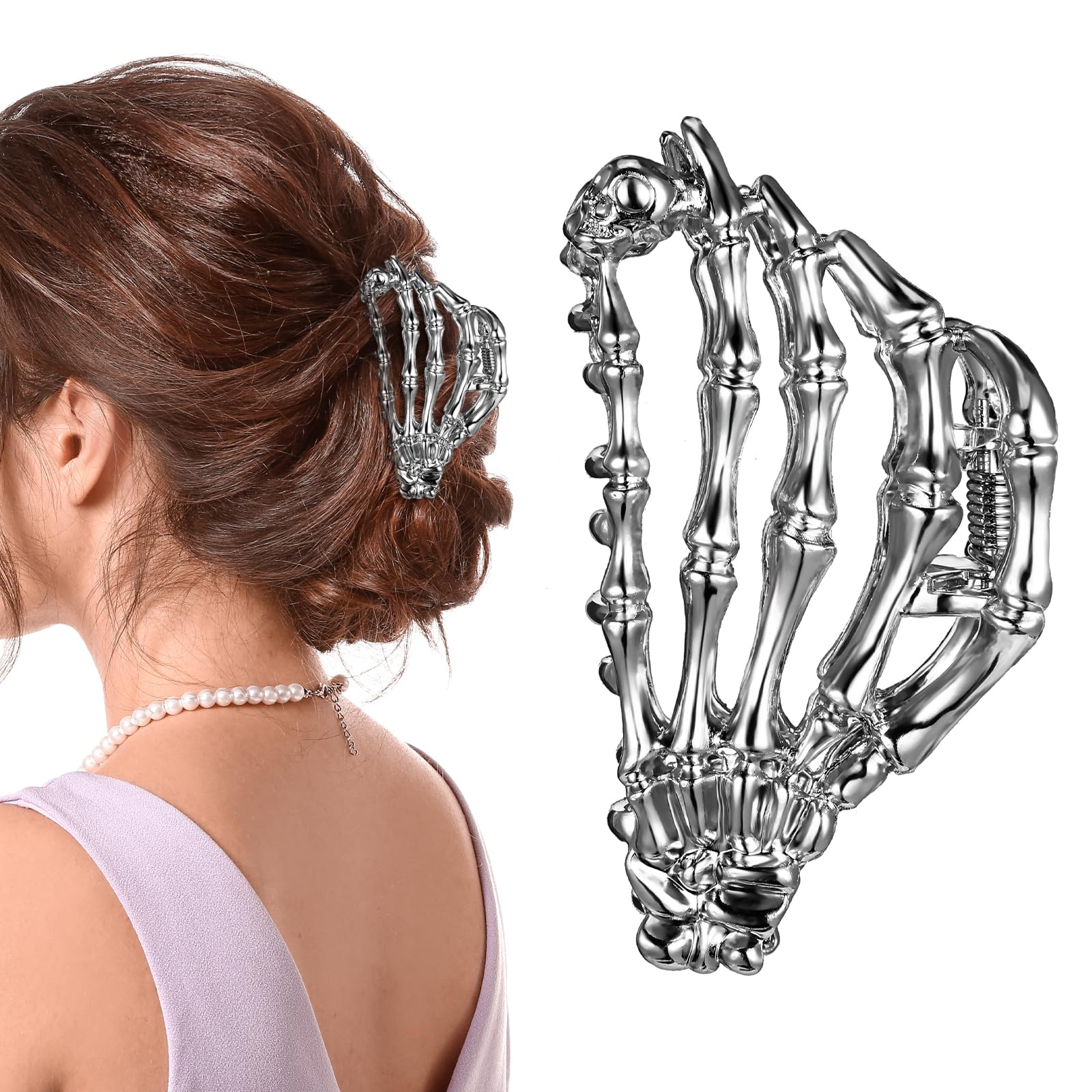JIEYAO Halloween Spider Web Metal Hair Clips, Goth Alloy Hair Claw Clip