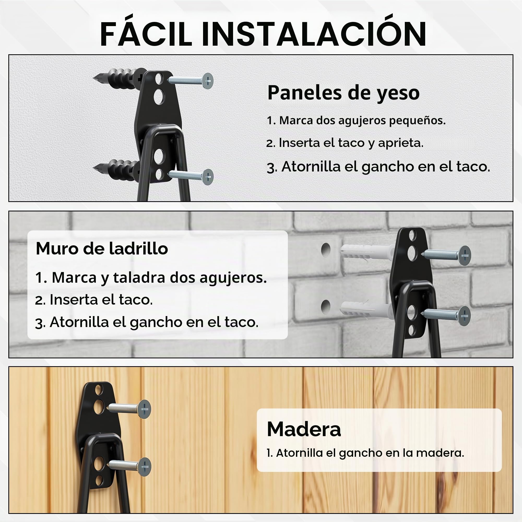 BONTEC Ganchos De Garaje Pesados, Set 18 Ganchos Antideslizantes, Acero Reforzado, Carga 502 KG, U y S Soporte Bicicleta, Organizador Herramientas, Colgador Pared Multiusos, Naranja