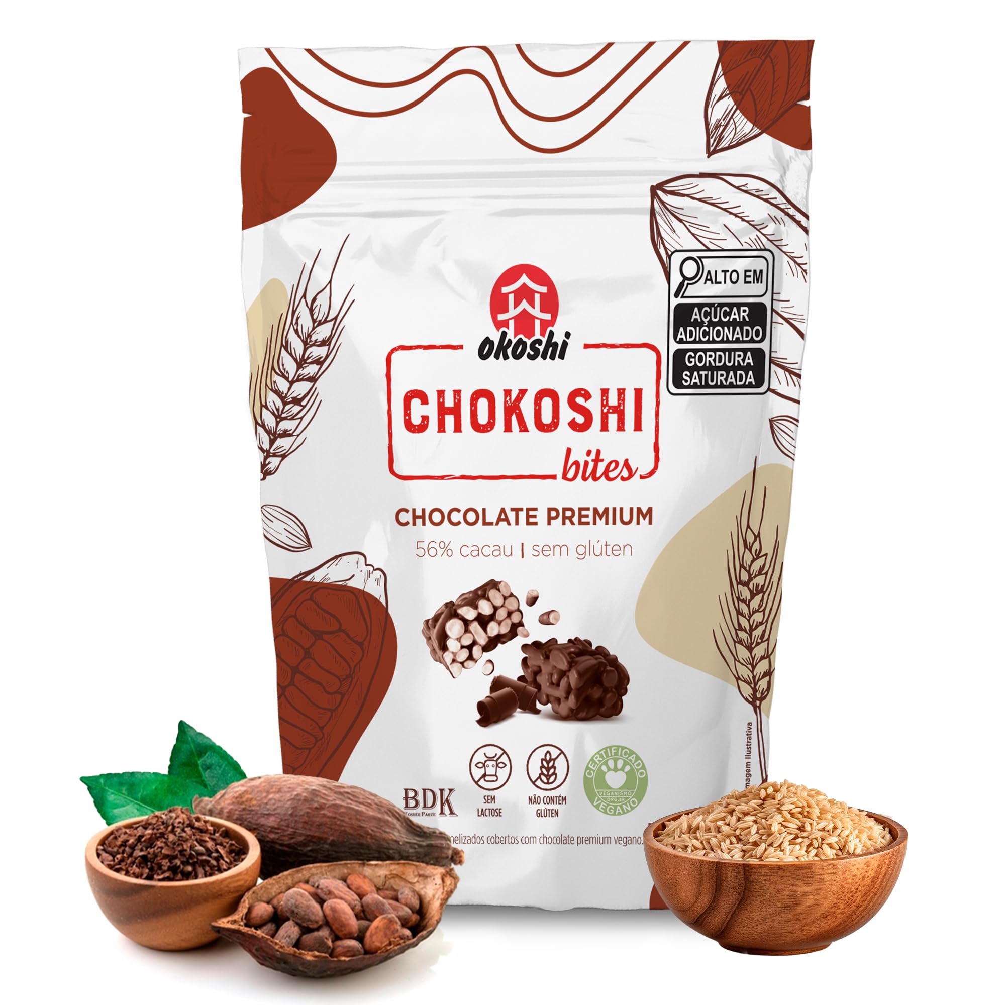 nashi diet ５boxes OKOSHI - Chokoshi Bites 56% Cacau - Arroz Caramelizado com