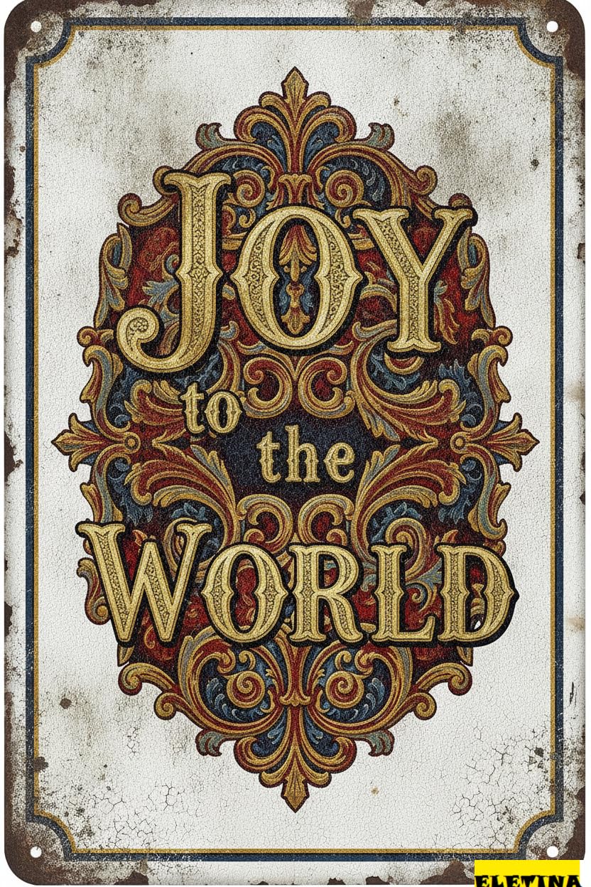Joy To The World Holiday Jesus Birth Scripture Vintage Metal Wall Decor Easter Bible Themed Tin Sign 8x12in