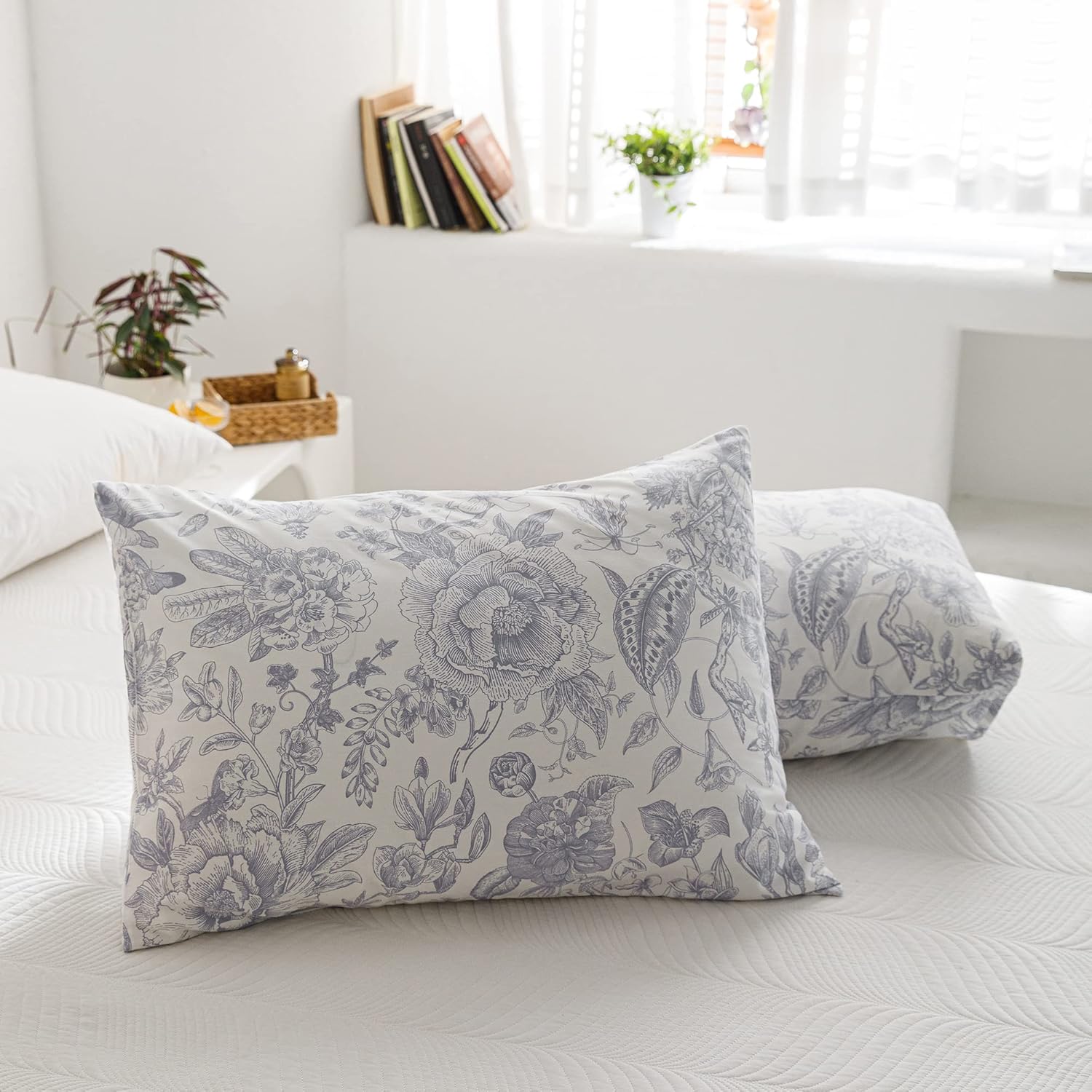 ECOCOTT Vintage Floral Duvet Cover Set, 100% Cotton Flower Patten Duvet Cover King Size - Breathable Durable Soft Comfy Quilt Cover King Size - Image 6