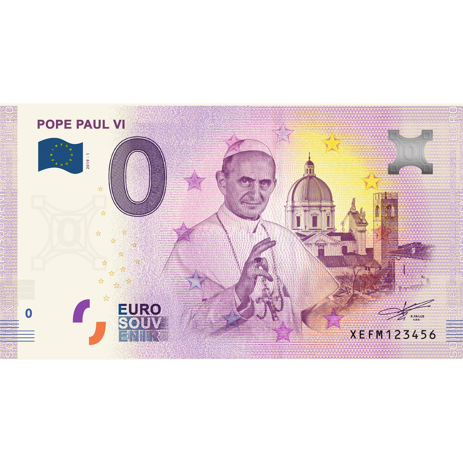 The Koin Club Authentic Genuine Collectable Rare 0 Euro Souvenir Note - Pope Pius XI