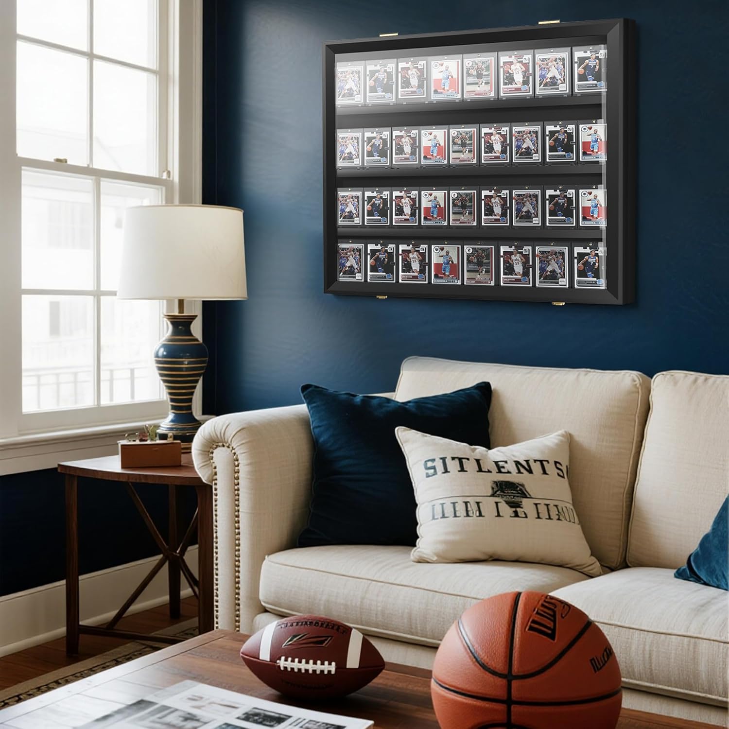 36 Graded Sports Card Display Case - Baseball Card Display Frame Lockable for, Football, Basketball, Hockey & Trading Cards - UV Protection & Clear Acrylic, Black - Image 5