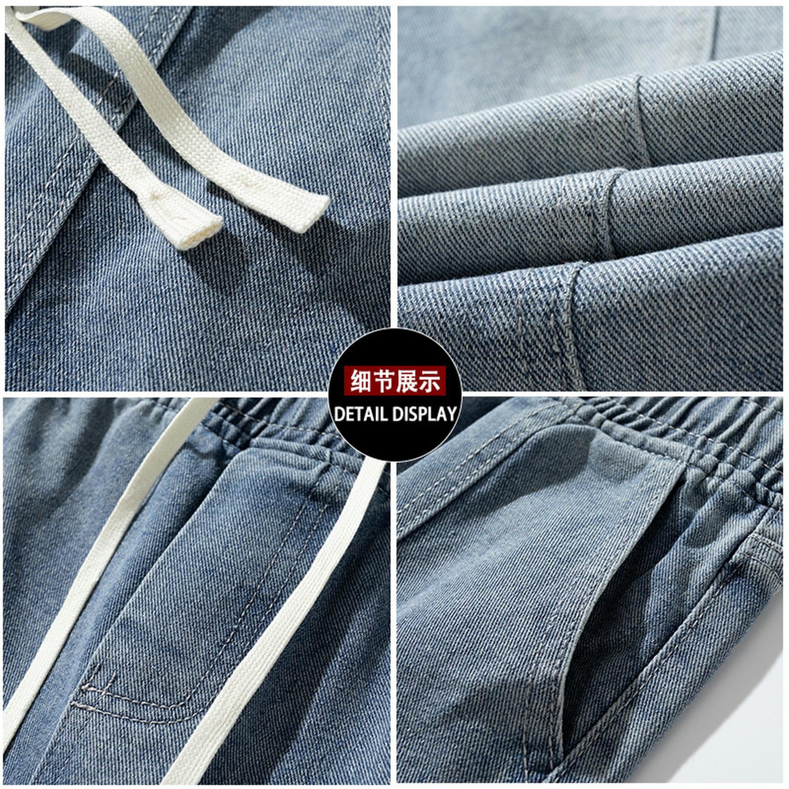 Jeans Azzurri da Uomo, Stagione per Adolescenti, Pantaloni Larghi e Dritti, Pantaloni da Ragazzo - Neri - XXL