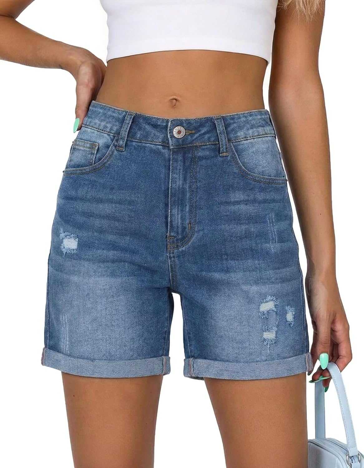 StunShow Women Shorts Casual Stretchy High Waisted Jean Short Cut Off Denim Shorts Trendy