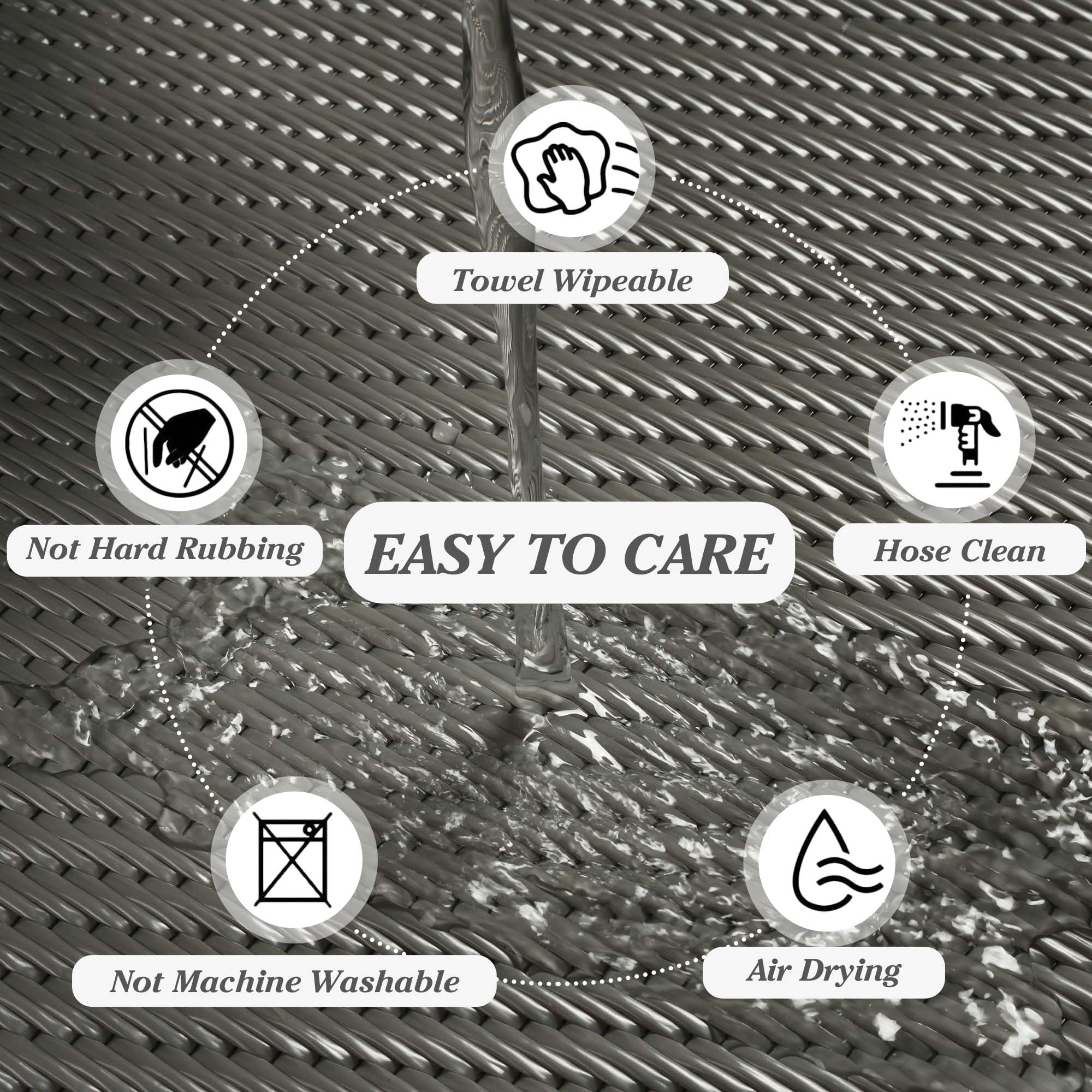 Outdoor Rugs for Patios Grey 150x245cm Waterproof Plastic Picnic Blanket Reversible Garden Rugs Outdoor UV Resistant Lightweight Camping Mat for Beach Balcony Deck Backyard RV BBQ — view 4