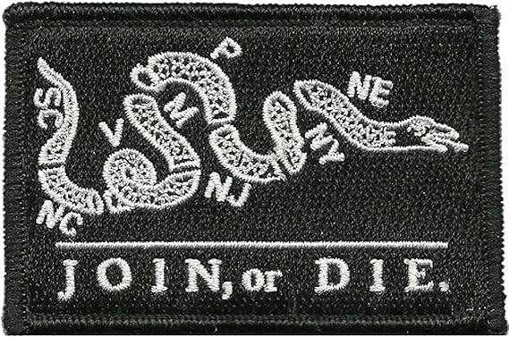 Join Or Die Tactical Patch - Black by Gadsden and Culpeper