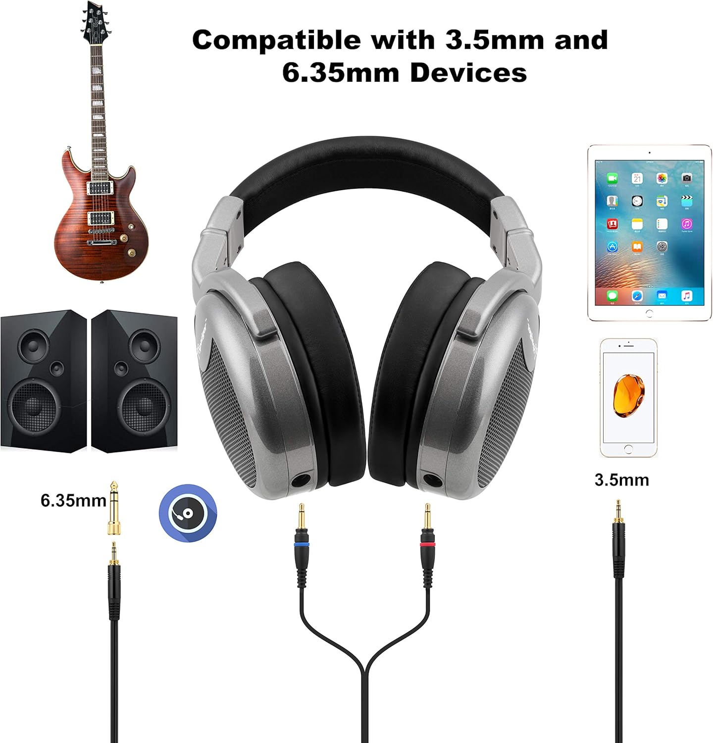 🛒 Flash Sale Premium Over-Ear Headphone, Spadger CD990, Hi-Res Studio Certified, Professional DJ Stereo Monitor, Super Confortable, Extra Long Cable & Adapter Plug