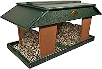 Vista 11 de DutchCrafters Comedero grande de plástico de polietileno con doble tolva para pájaros, montaje en poste, comedero de pájaros al aire libre para aves