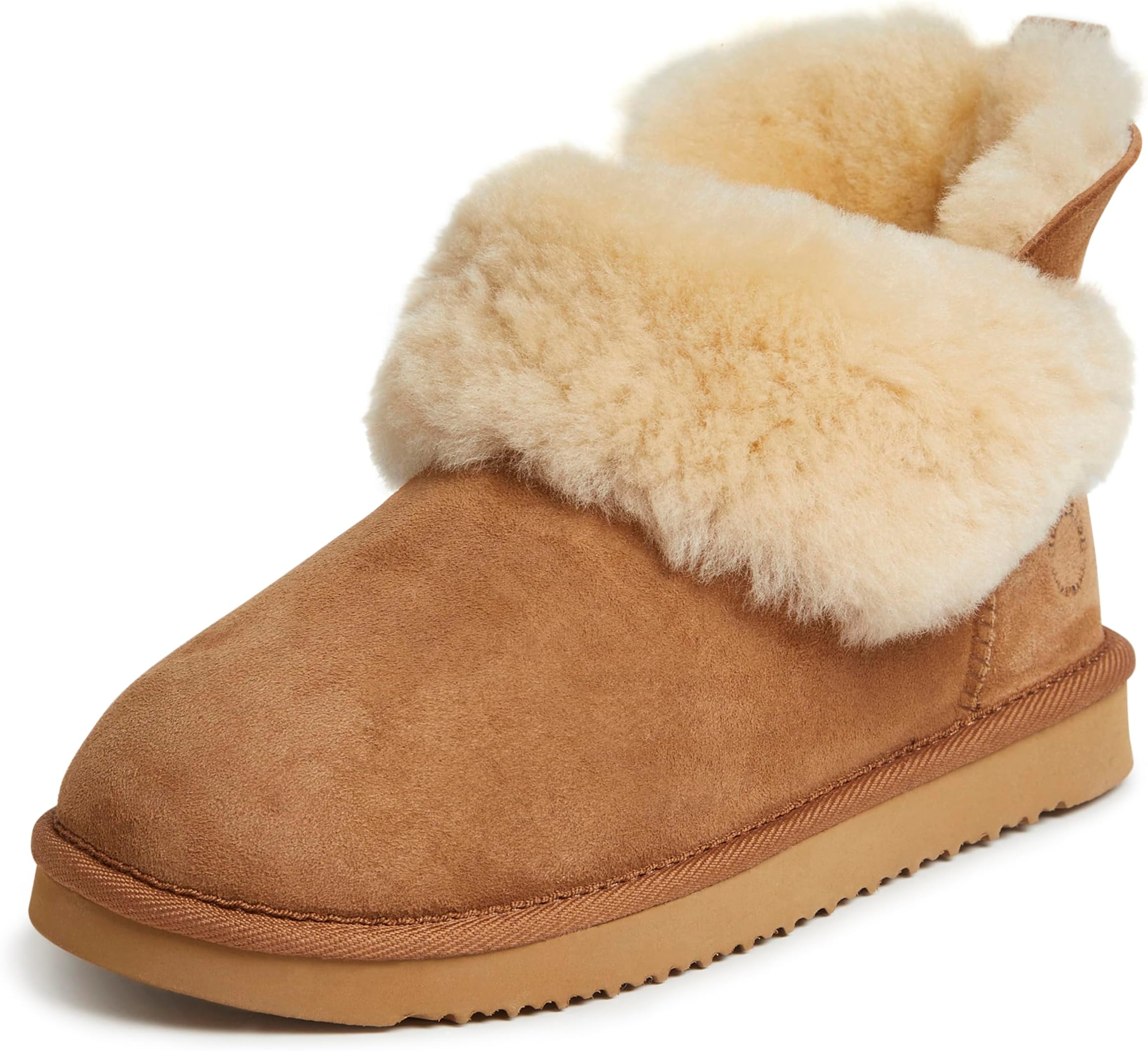 Dearfoams Fireside Genuine Shearling Fold Down Bootie womens Slipper