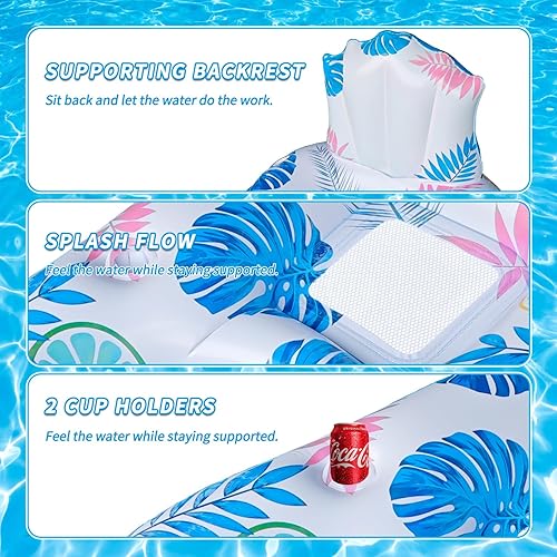 Miniatura 3 de Flotador inflable de piscina para adultos Flotadores de piscina iluminados, flotadores para silla flotante con soporte para teléfono Sillas de