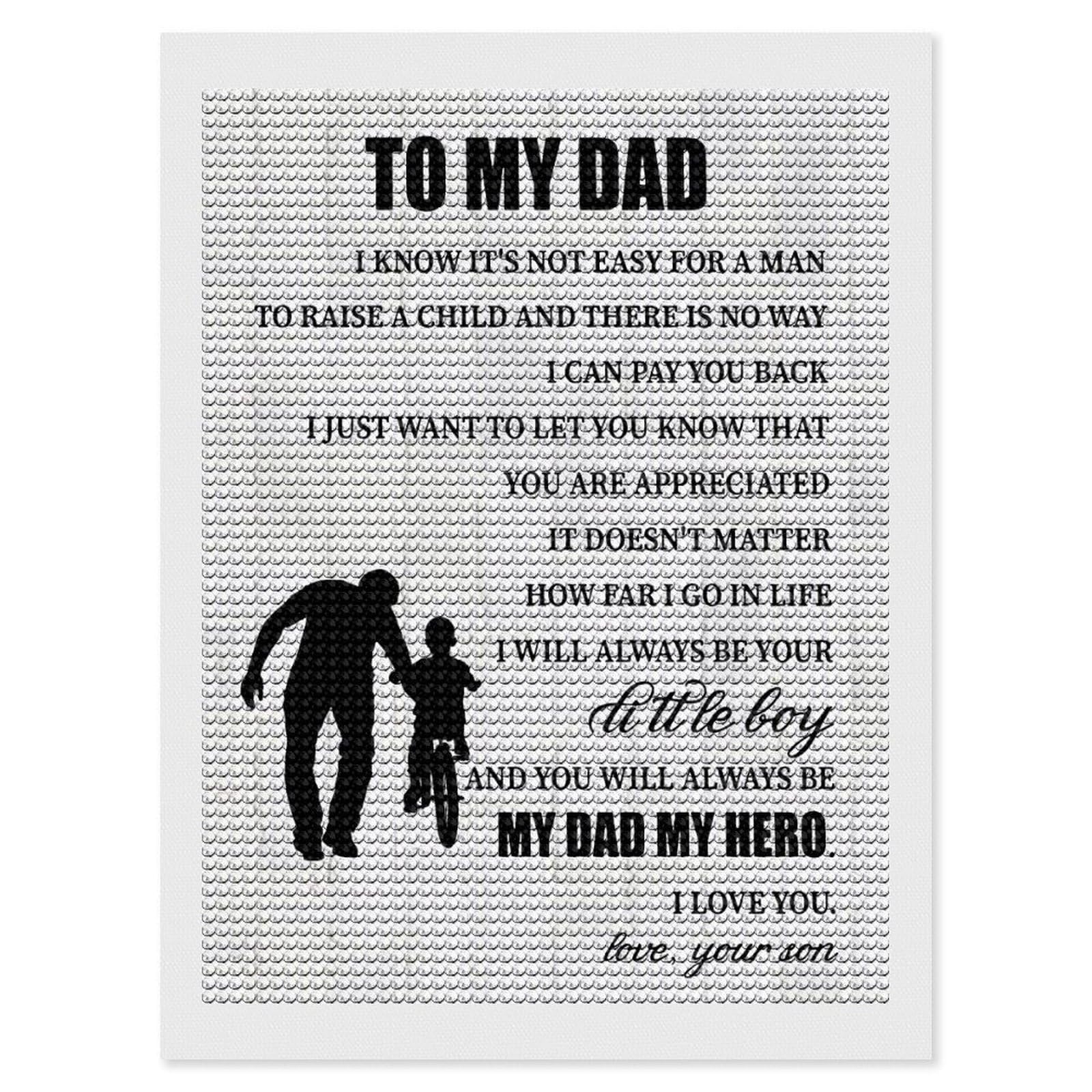 Junmoney to My Dad Riding Diamond Painting Canvas Set 12"x16", for Women, Mindful Craft Activity, Cosy Home Accent, Festive Craft Gift