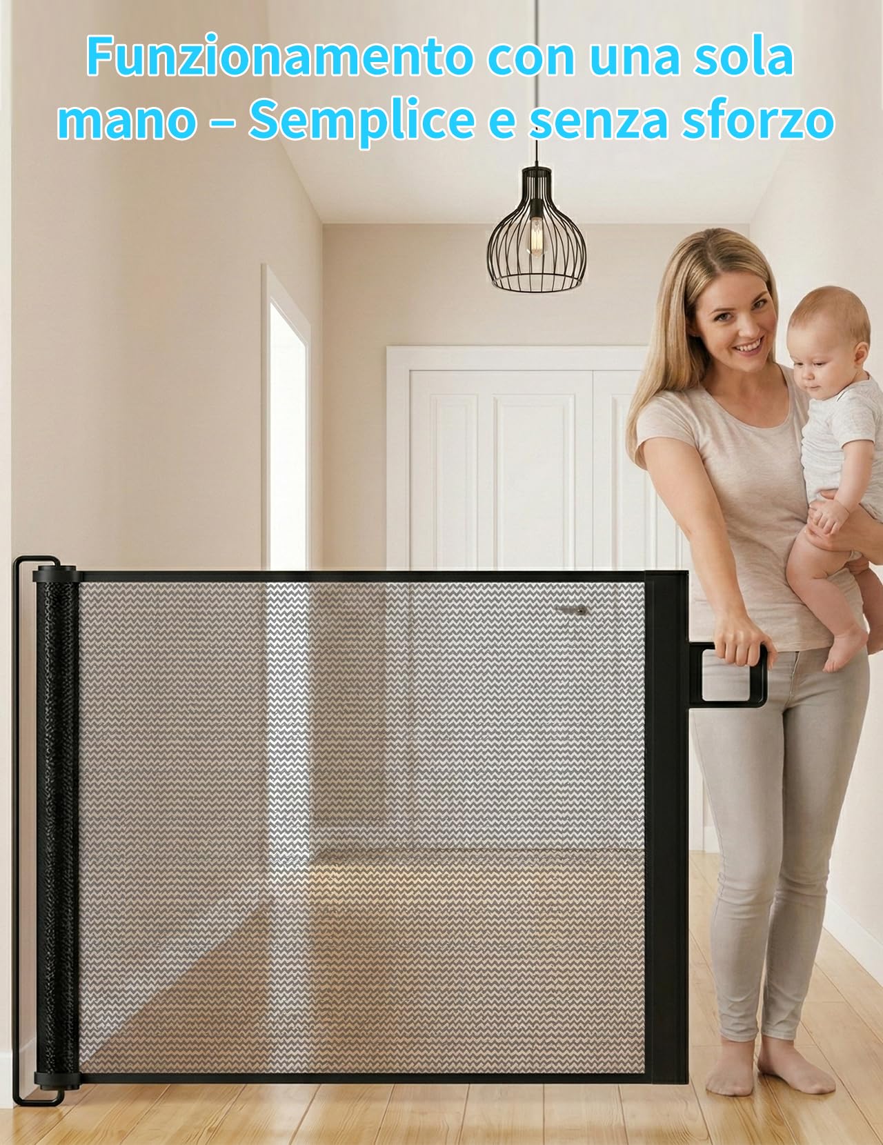 Barrière de Sécurité Rétractable Escalier pour Bébés Enfant et Chiens 0-150cm de Large, 78cm de Haut Barriere Escalier Enroulable pour Les Escaliers/Portes/Couloirs（Noir）