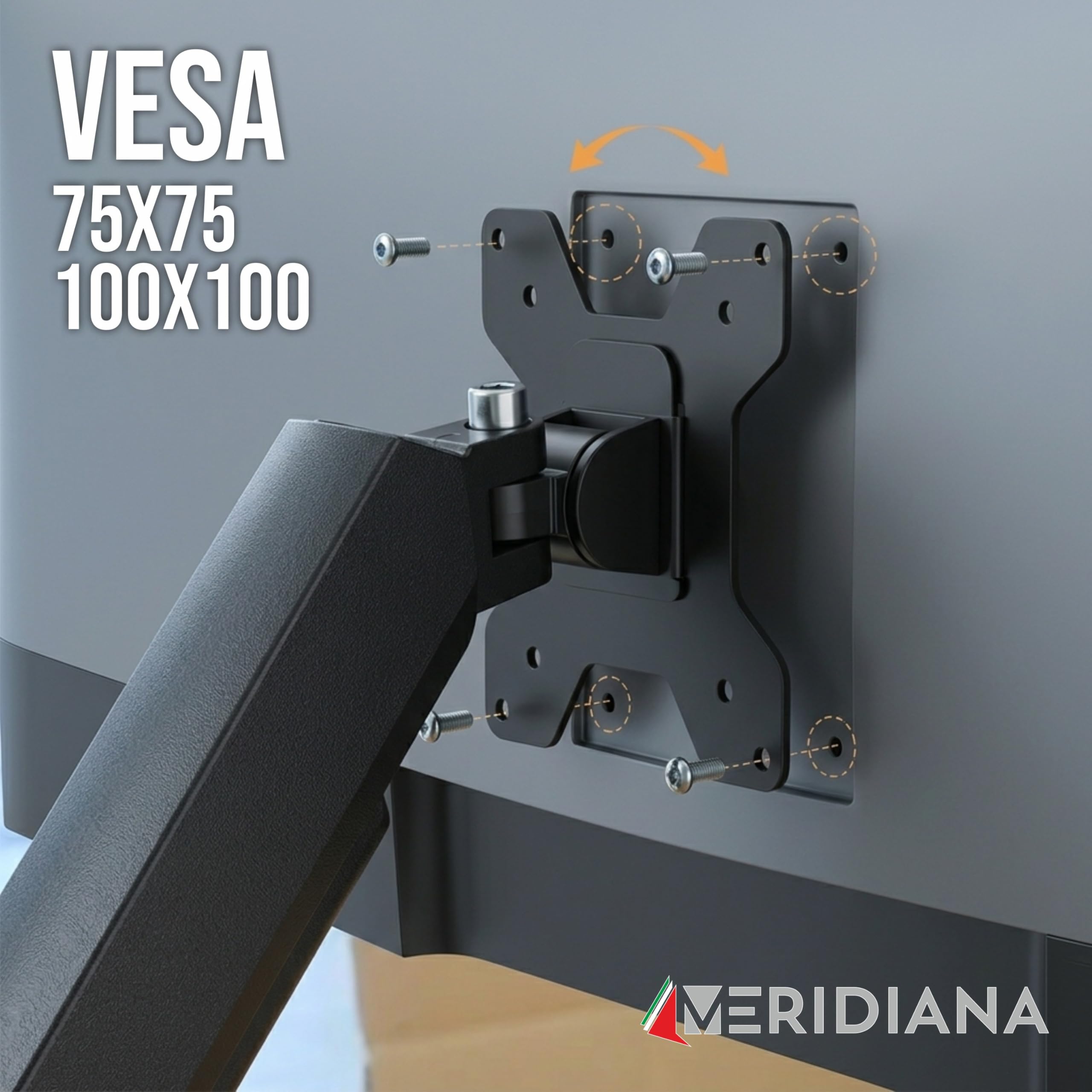 Meridiana Doppio Supporto Monitor Schermi da 10 a 32 Pollici | scrivania gaming, monitor pc, VESA 75 \ 100, Braccio monitor doppio fino12kg, Girevole e Regolabile in Altezza e inclinazione