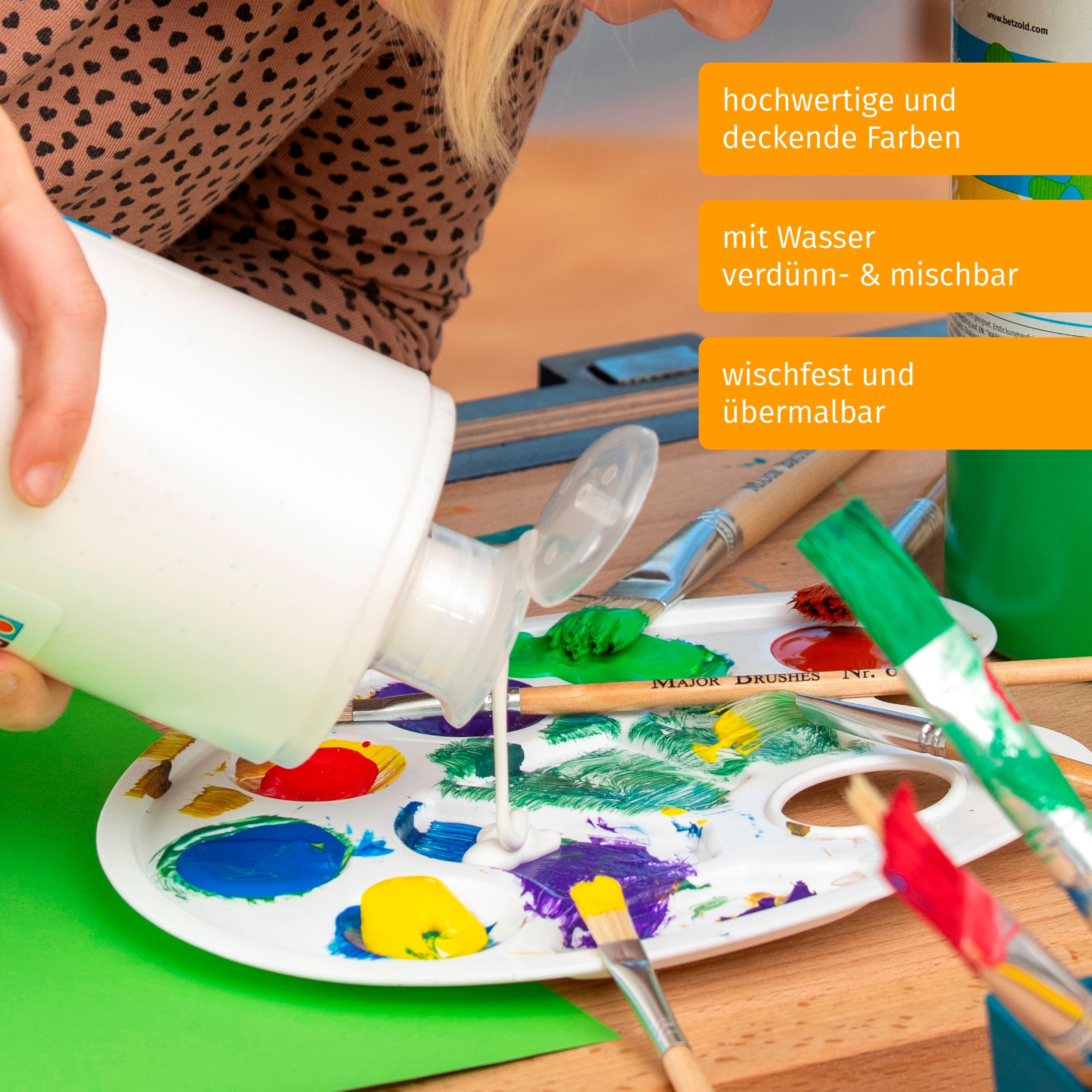Betzold Temperafarben, 6er-Set je 1 Liter flüssige Malfarben | Kunst-Unterricht
