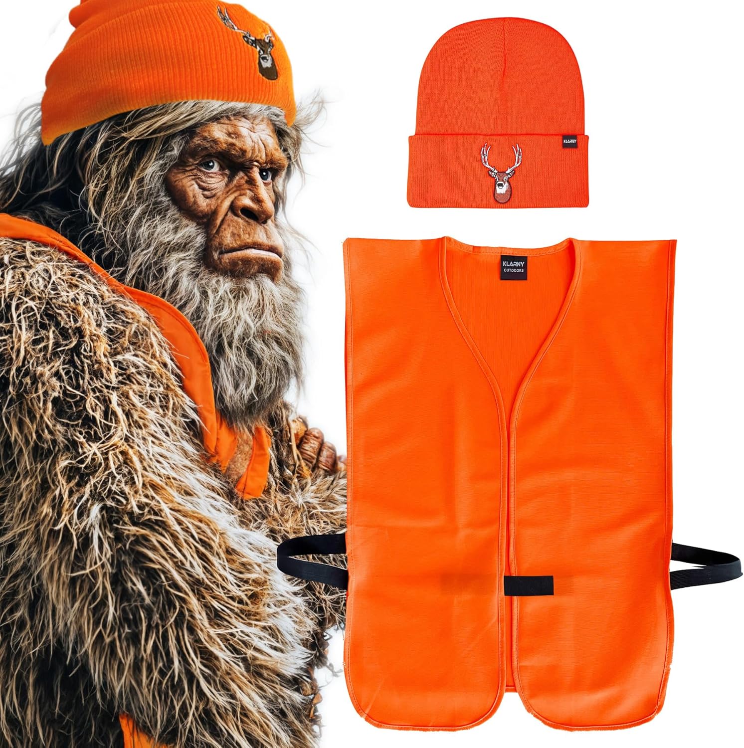 Klarny Outdoors Hunting Hat and Vest X-Large, Premium Deer Beanie and Hunting Vest combination