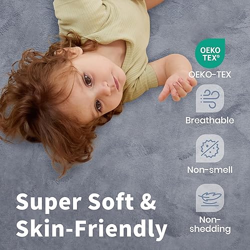 Miniatura 4 de ACOMOPACK Tapete de juego para bebé de 1.3 pulgadas de grosor para piso, 50 x 50 pulgadas, tapete de espuma viscoelástica repelente al agua para el