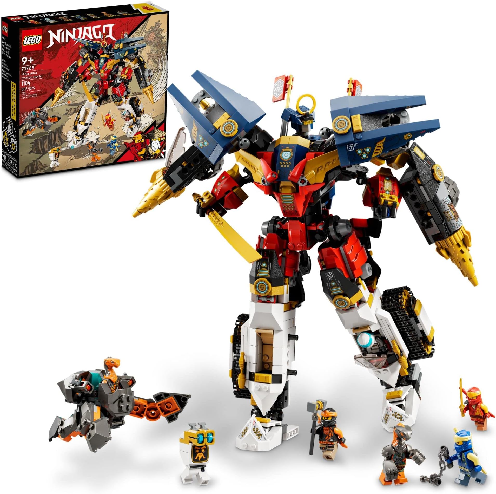 NINJAGO Ninja Ultra Combo Mech 71765 Vehicle Playset for Ages 9+, with Car, Jet and Tank Toys; Creative Building Kit for Kids (1,104 Pieces)