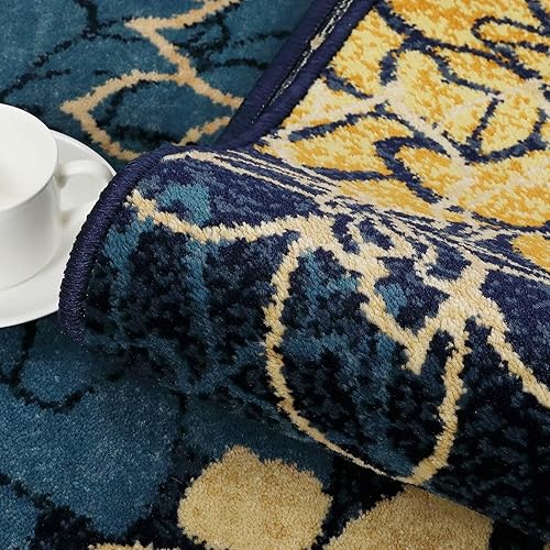 Miniatura 4 de GlowSol Alfombra de pasillo moderna de 2 x 6 pies, diseño floral, no se desprende, antideslizante, alfombra de interior, alfombra bohemia de