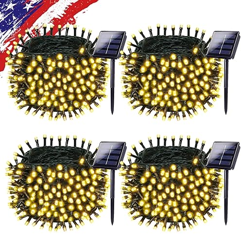 Upgrade 4Pack 400LED Solar String Lights for Outside, 132FT Solar