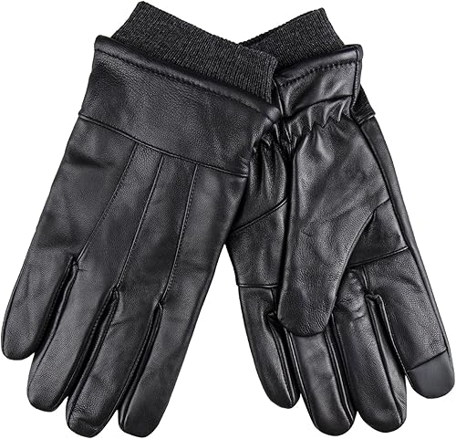 Guantes de invierno de cuero cálidos para hombre Dockers con capacidad de pantalla táctil para smartphone