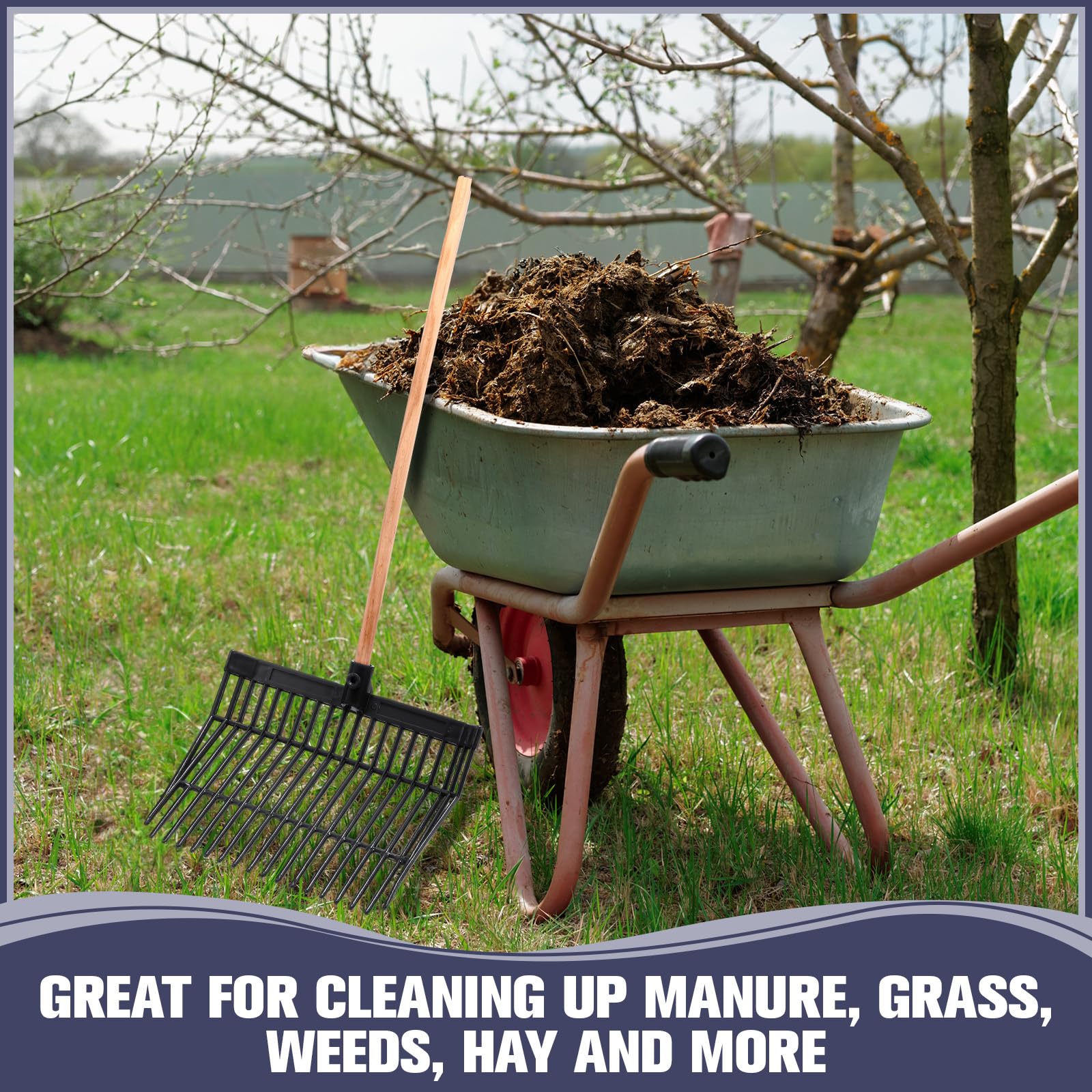 Lasnten 6 Pcs Manure Fork Replacement Head, 18 Tines