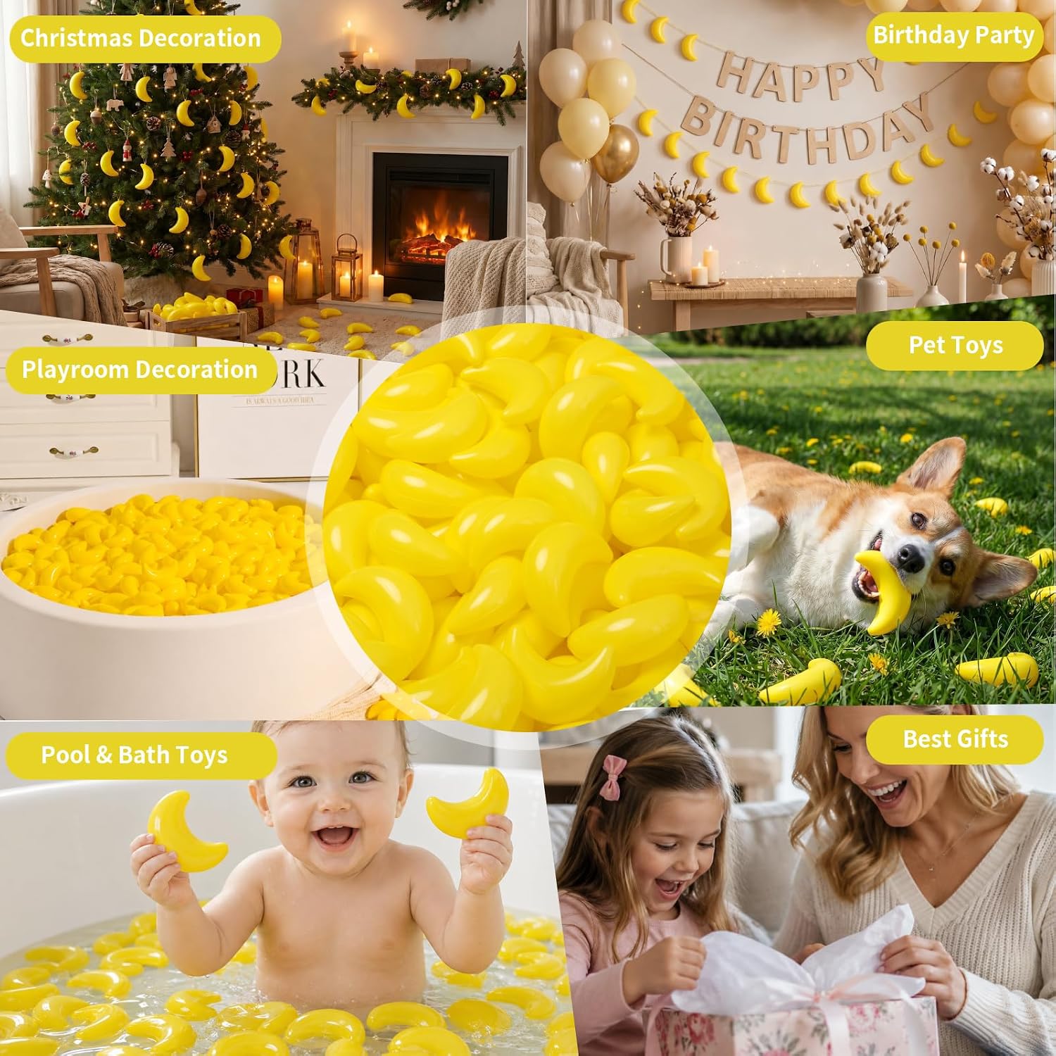 TRENDPLAY Ball Pit Balls for Toddlers 100 Moon Shape, Plastic Toy Balls for Boys Girls Kids Dogs