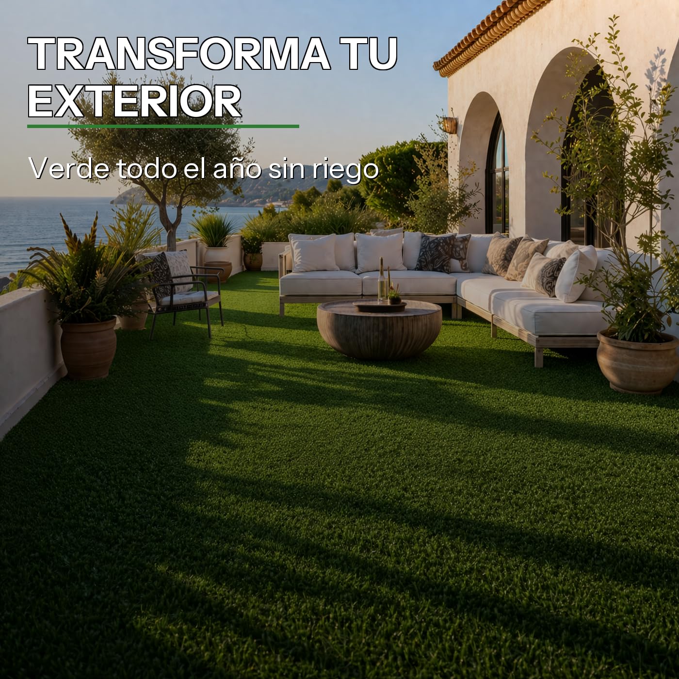 Rollo Césped Artificial 5 mm 2 x 5 m (10 m²), Alfombra Sintética para Interiores y Exteriores, Terrazas, Balcones y Jardín