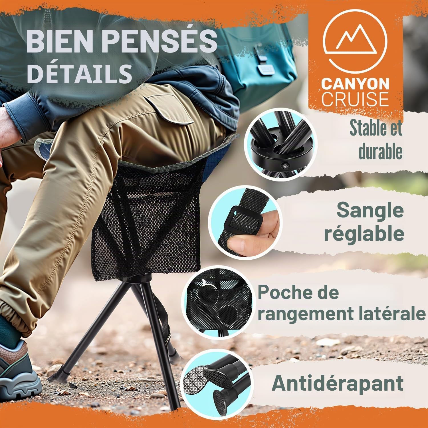 Tabouret de Camping Chaise de Camping Pliable Portable, Siège de pêche, Chaise de Festival (2 pièces)