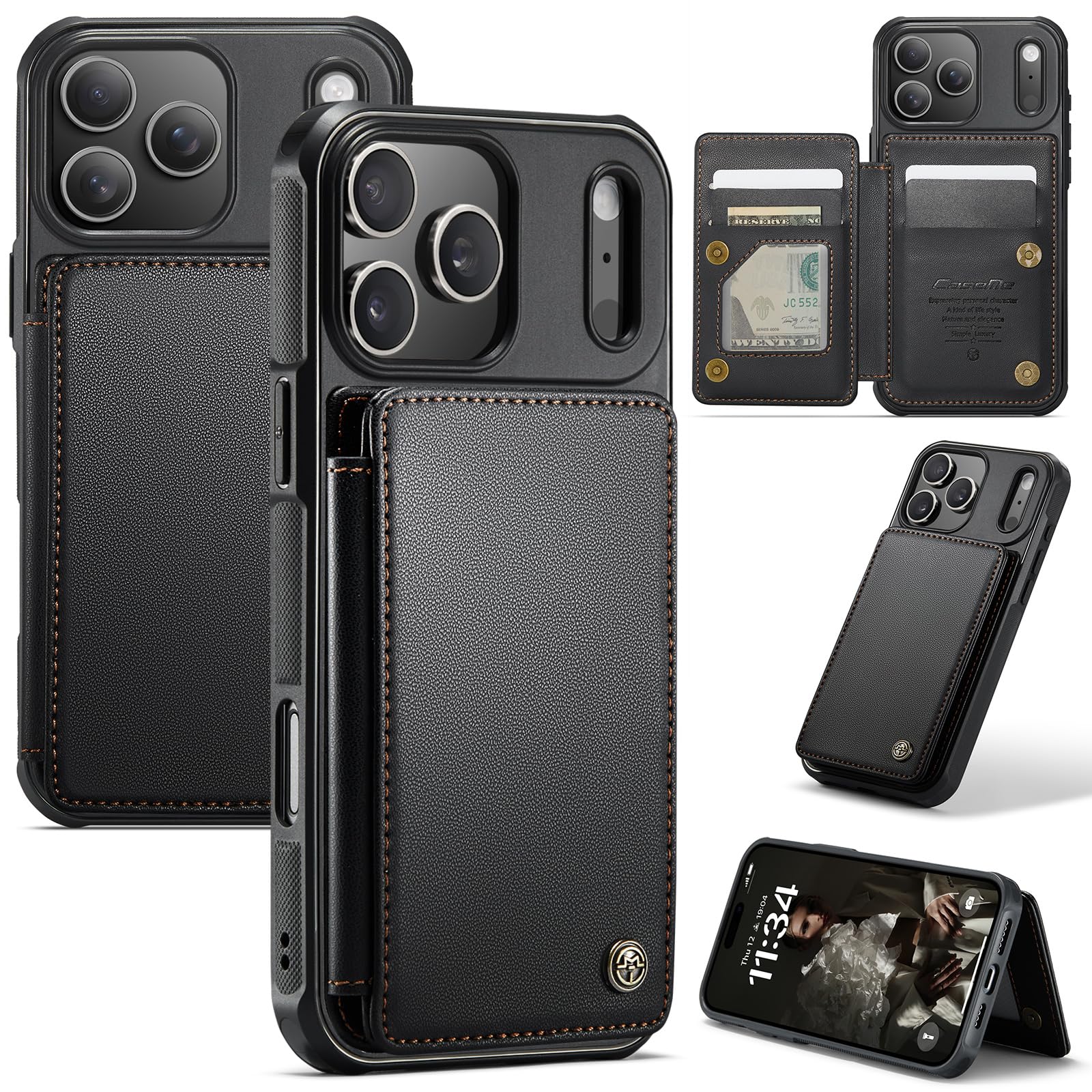 Kowauri for iPhone 17 Pro Max Case, PU Leather Wallet Case for