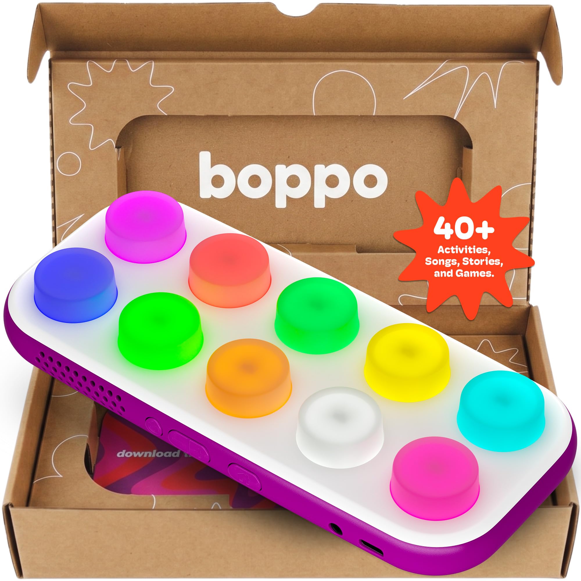 Boppo Screen-Free Learning Tablet for Kids, 40+ Pre-Loaded Games | Travel-friendly games & activities, fun for the whole family, no WiFi needed, 32GB of storage, interactive audio sensory play