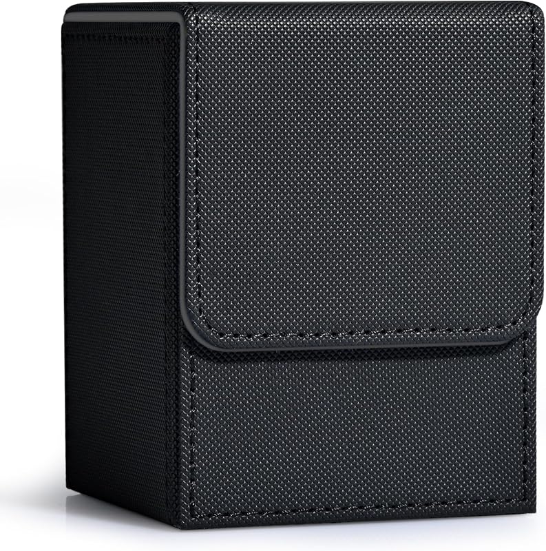 ZLCA Caja de baraja de cartas para cartas coleccionables, MTG YuGiOh Deck Case con capacidad para más de 100 tarjetas de una sola manga, caja de almacenamiento de tarjetas magnéticas de cuero PU para tarjetas de juego TCG CCG Magic (negro)