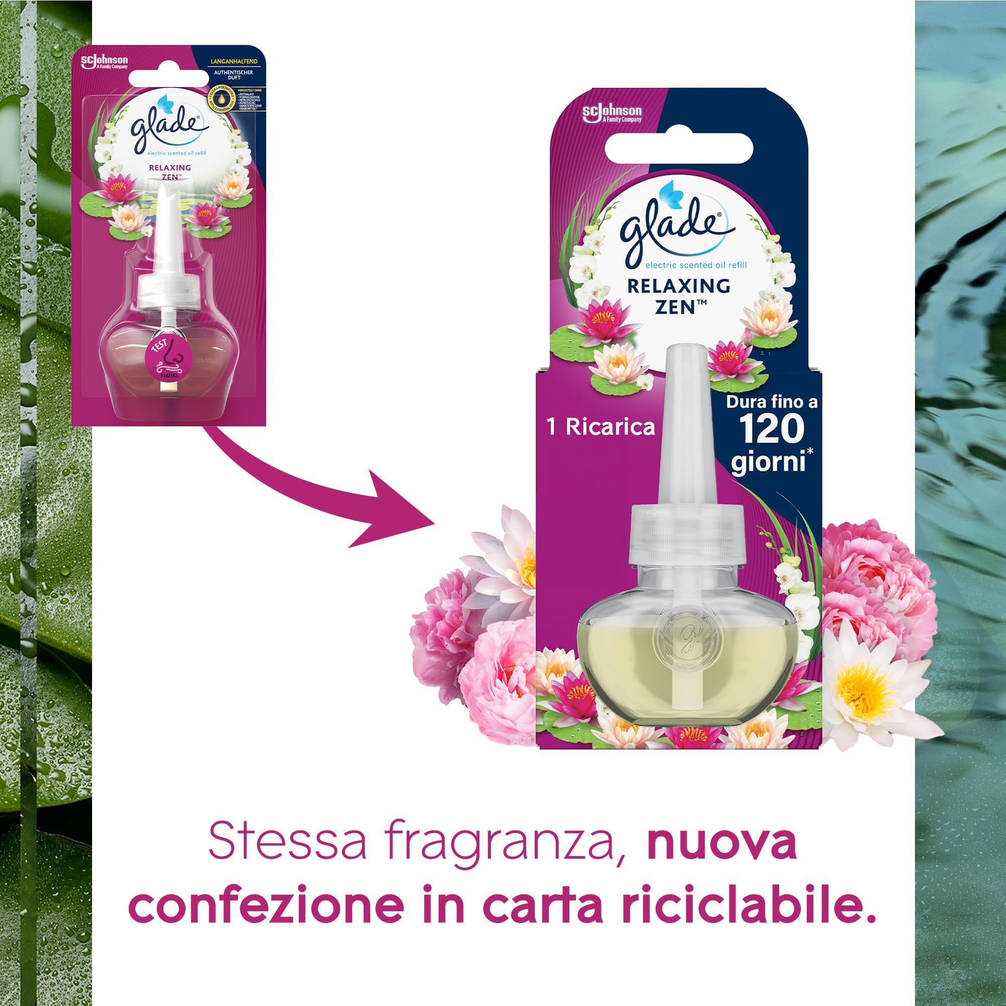 Glade Liquido Elettrico Profumatore per Ambienti, Confezione da 6 Ricariche da 20ml, Fragranza Relaxing Zen™ di Lunga Durata