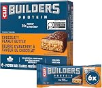 CLIF BUILDERS Protein Bars, Saveur de beurre d'arachides au chocolat, 20g de protéines, préparées au Canada, sans gluten, sans édulcorants artificiels, 68 g (paquet de 6)