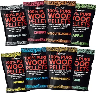 8 Pack 1 lb Smoker Pellets Variety Pack, Wood Smoking Pellets, BBQ Pellets for Smoker, Wood Pellets, Smoking Pellets for Smoker, Pellet Grill Pellets, Hardwood Pellets - Intended for Ninja Woodfire