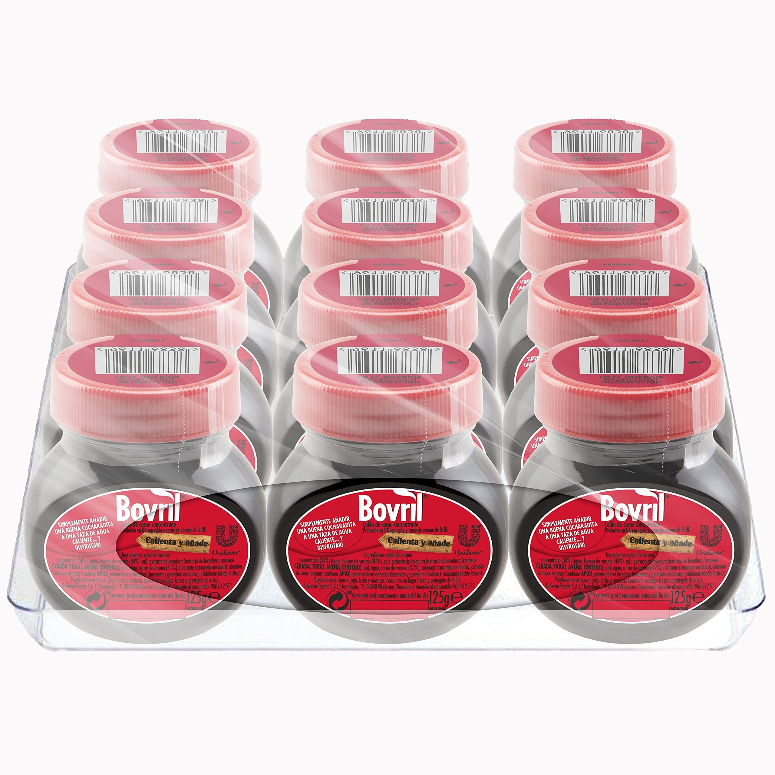 Bovril - Salsa Bovril Original, Concentrado de Carne Líquido, Condimento para dar Sabor a Carnes, Disolución Instantánea - Pack 12 x 125 g