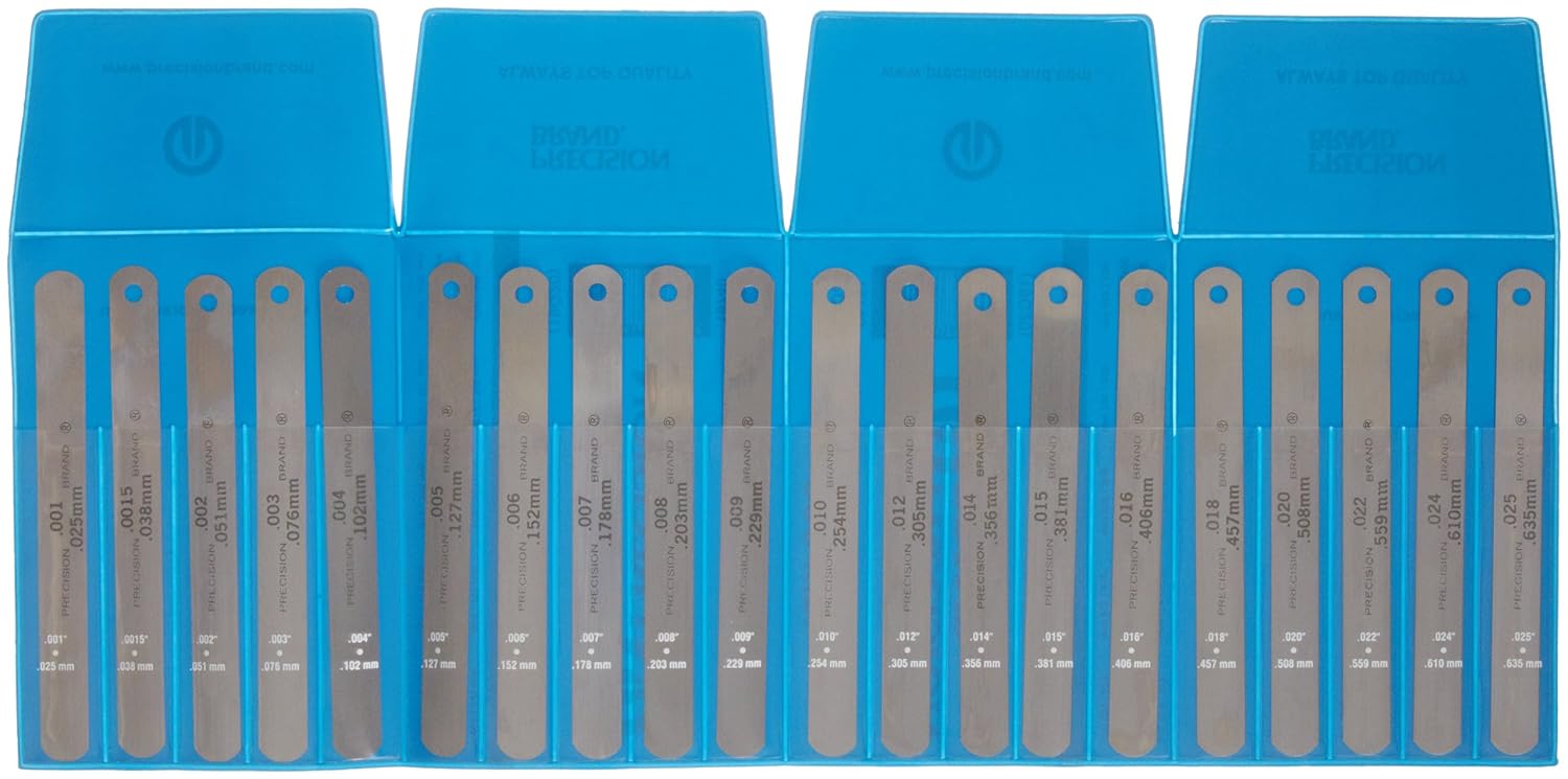 Exclusive Precision Brand 19740 Steel Thickness Feeler Gage Poc-Kit Assortment, 1/2 Width, 5 Length, 20 Blades
