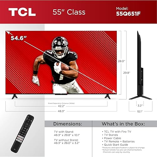 Miniatura 3 de TCL Smart TV Class Q65 QLED 4K de 55 pulgadas con Fire TV (modelo 55Q651F, 2024), Dolby Vision, HDR PRO+, Dolby Atmos, Alexa integrado con control