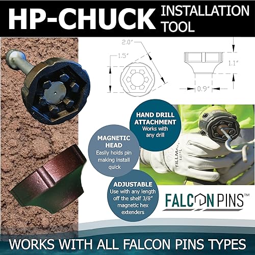 Miniatura 2 de Falcon HP-CHUCK  Herramienta de instalación de pasadores hexagonales Falcon  broca para atornillar anclaje de tierra en el suelo con taladro