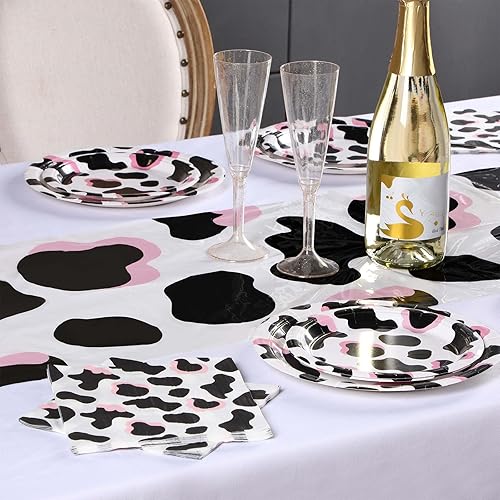 Miniatura 5 de Moukeren Camino de mesa con estampado de vaca, camino de mesa de animales de granja de vacas rosadas, camino de mesa con estampado de vaca negra y