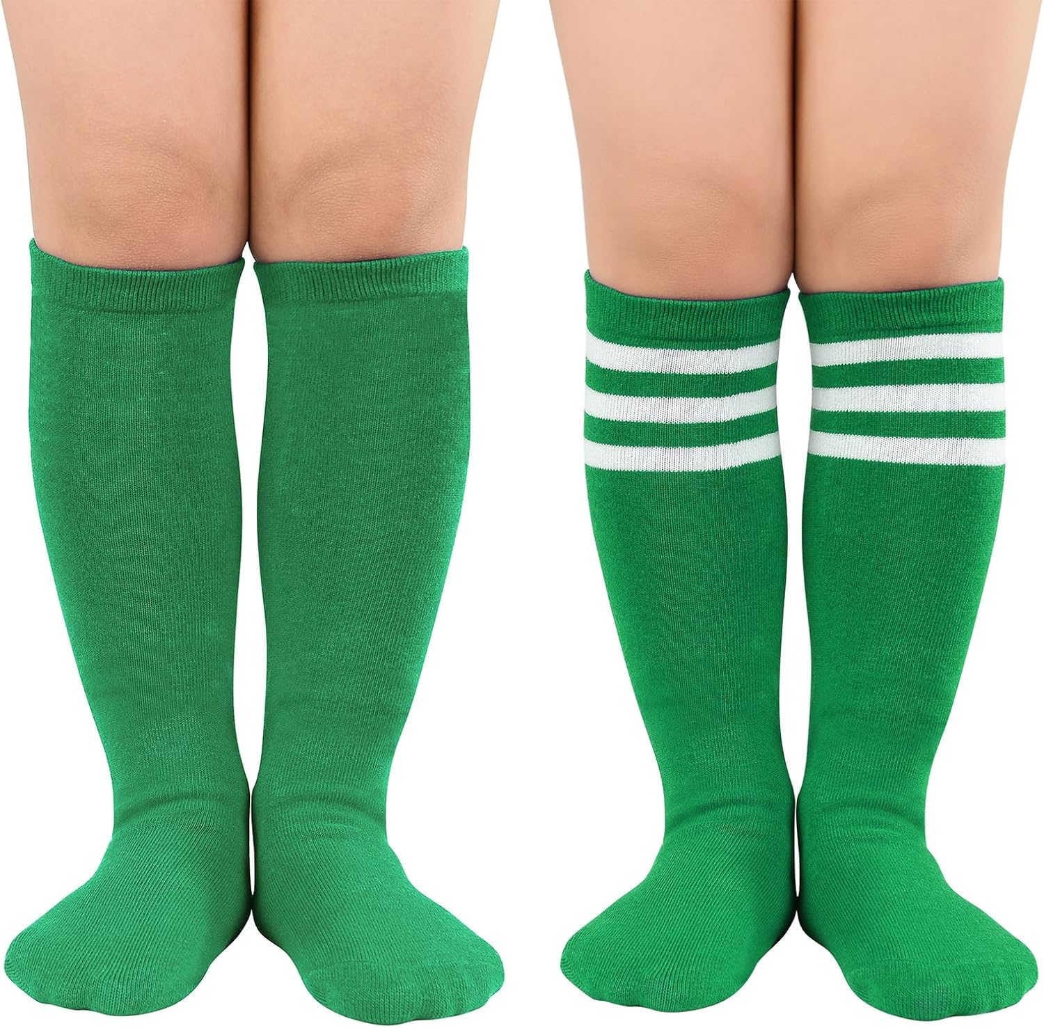 Century Star Toddler Soccer Socks for Girls Boys Baseball Socks Youth Softball Sock Kids Breathable Athletic Socks for Sports 1-3T 2 Pair Solid Green & Green White