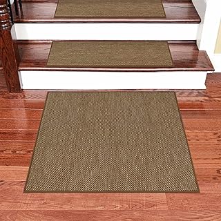 Seloom Linen Non Slip Stair Treads Carpet Landing Mat for Wooden Steps Indoor, Peel and Stick Carpet for Wood Stairs, Machine Washable Stair Runners for Pets, 1Pack, Coffee (30" x30")