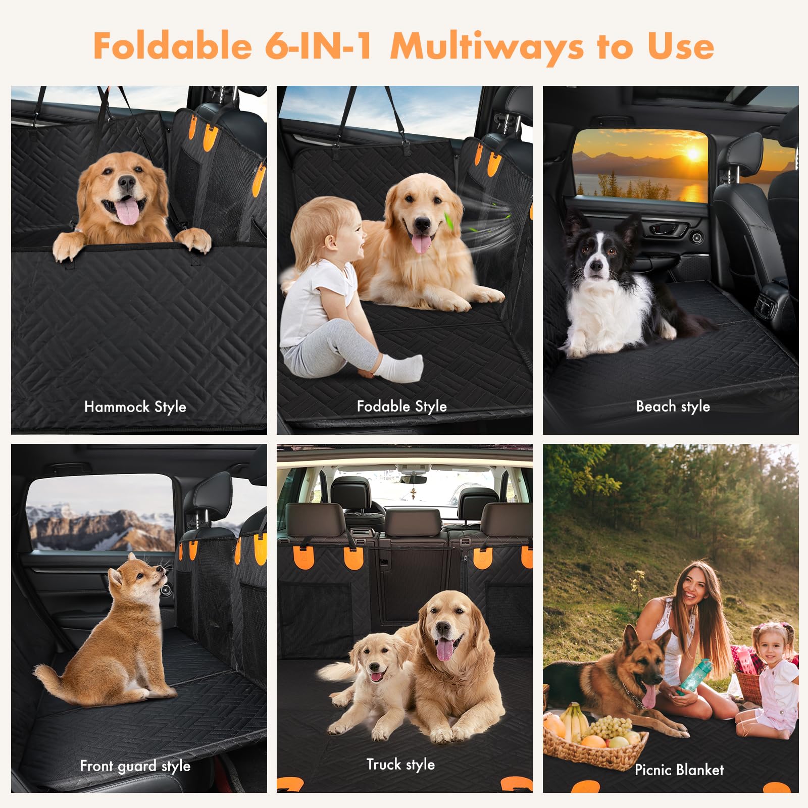 LOOWARTS Coprisedile Auto per Cani, Telo Auto per Cani Estensione del Sedile Posteriore, Auto Cane per Auto SUV Camion