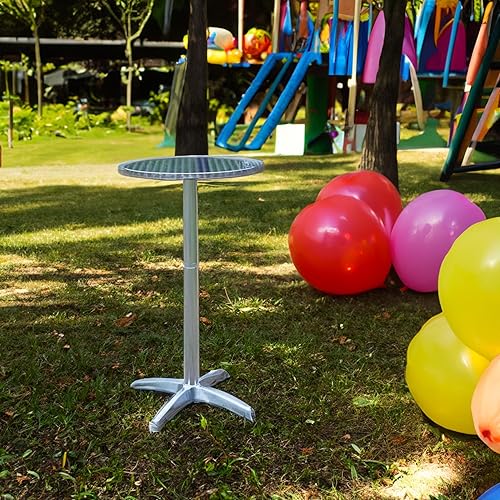 Miniatura 9 de BTEXPERT Mesa de bar redonda de 23.75" para interior o exterior de aluminio, altura de bar de restaurante de 44", muebles de patio de acero