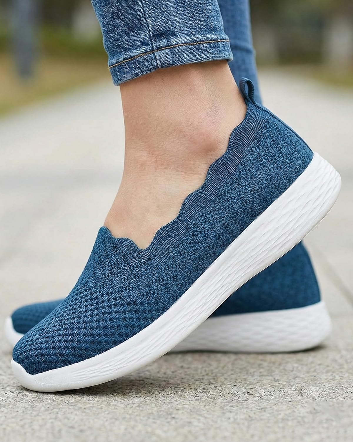 Puxowe Women's Casual Slip on Walking Flat Shoes-Lightweight Low-Top Knit Loafer Sneaker - Image 3