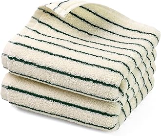 Jacquotha Green Striped Hand Towels for Kitchen, Vintage Bathroom Decor, Natural Cotton Tea Towel, 14” x 29”